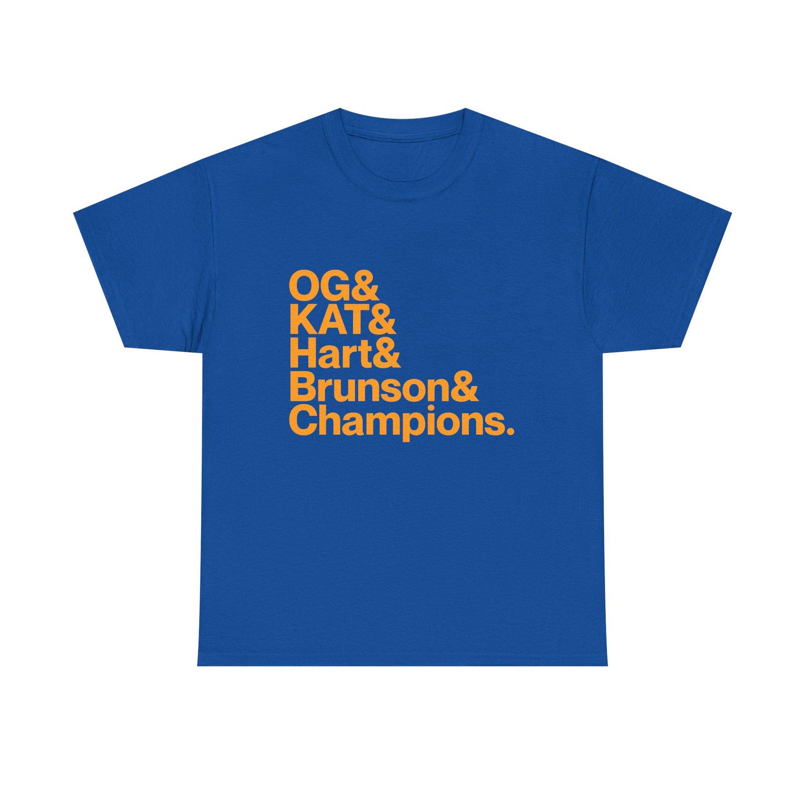 New York Knicks 2026 World Champions - Jalen Brunson Josh Hart OG Anunoby KAT Karl-Anthony Towns Blue T-shirt S