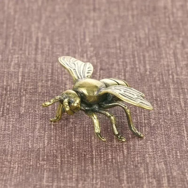 Massive Messing-Insekten-Honigbienen-Figuren, Miniaturen, Teehaustier, lustiger Käfer, Bastelsammlung, kleine Desktop-Ornamente, Heimdekorationen