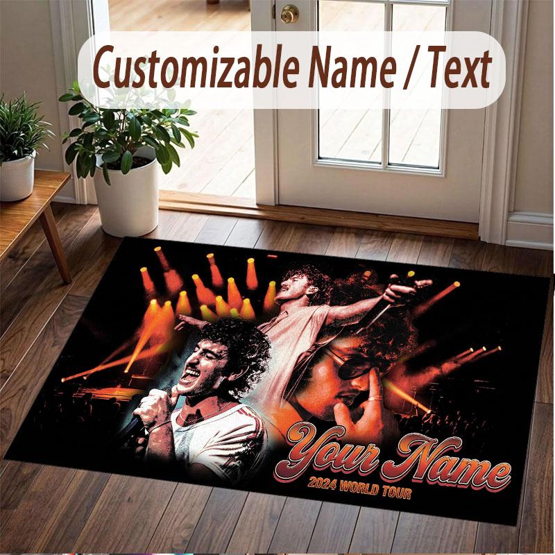 Custom Name Crystal Velvet Rug,Benson Boone Comfortable Anti Slip Floor Mat For Room Decoration