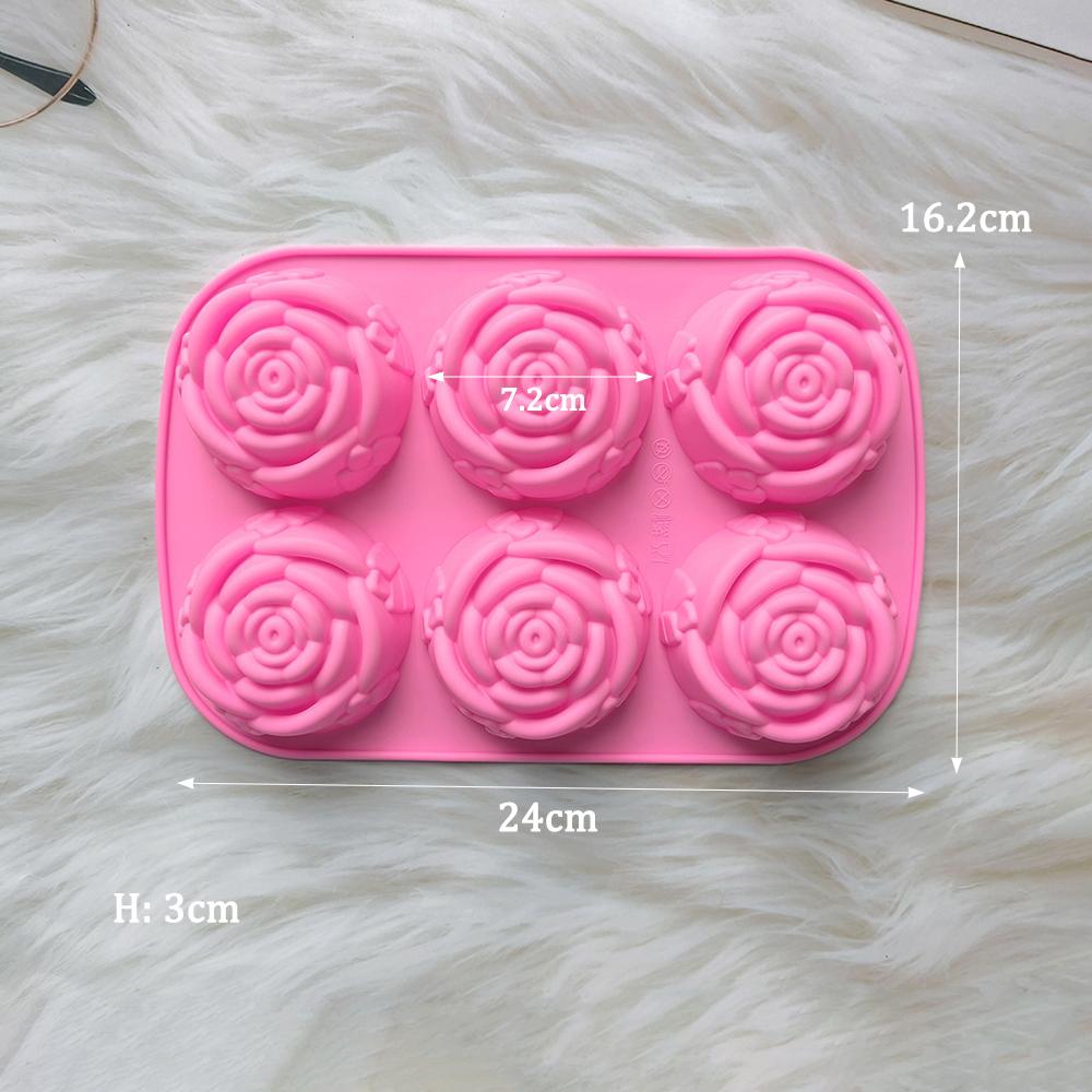 6 Löcher Rose Blume Handgemachte Seife Kerze Silikonform Herzform DIY Kuchen Schokolade Backwerkzeuge Eiswürfelform