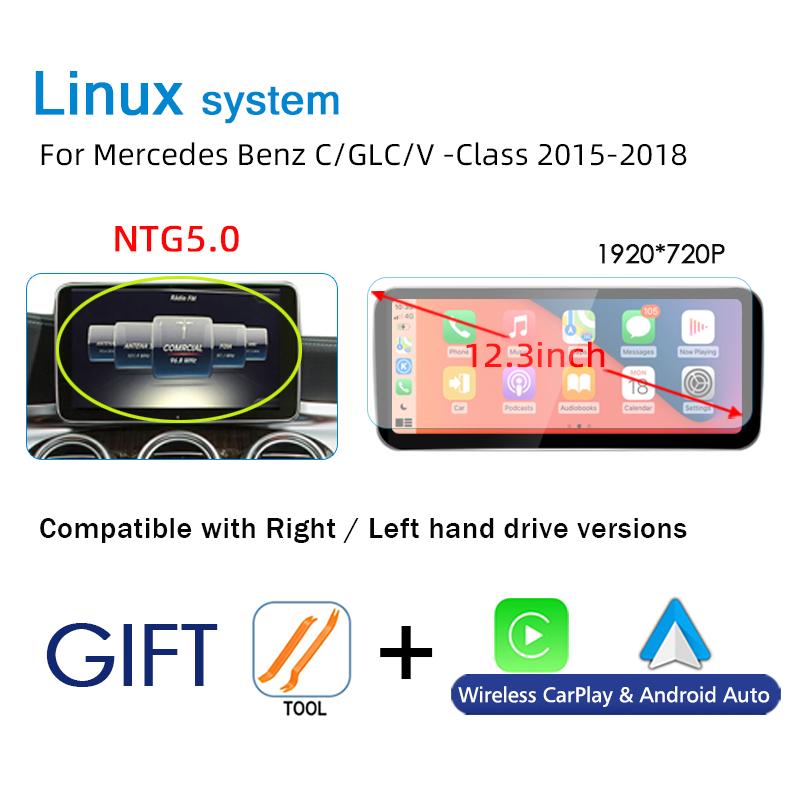 Linux Car Radio Wireless Carplay For Mercedes Benz C Class W205 GLC V Class W447 2015-2019 GPS Auto Multimedia Player Navi