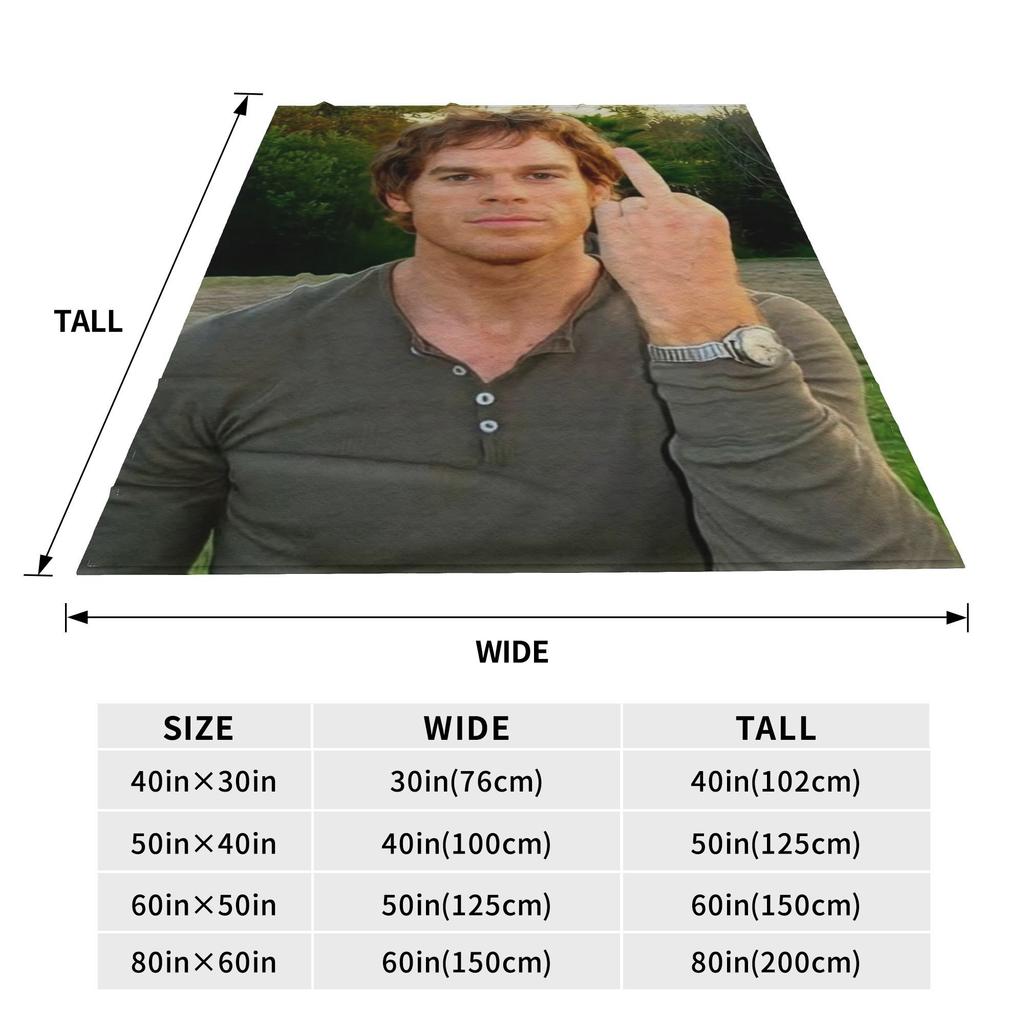 Dexter Morgan Flipping Off Blanket Cozy Soft Throw Blankets for Couch 50x60 Inch Multiple Sizes Quilt