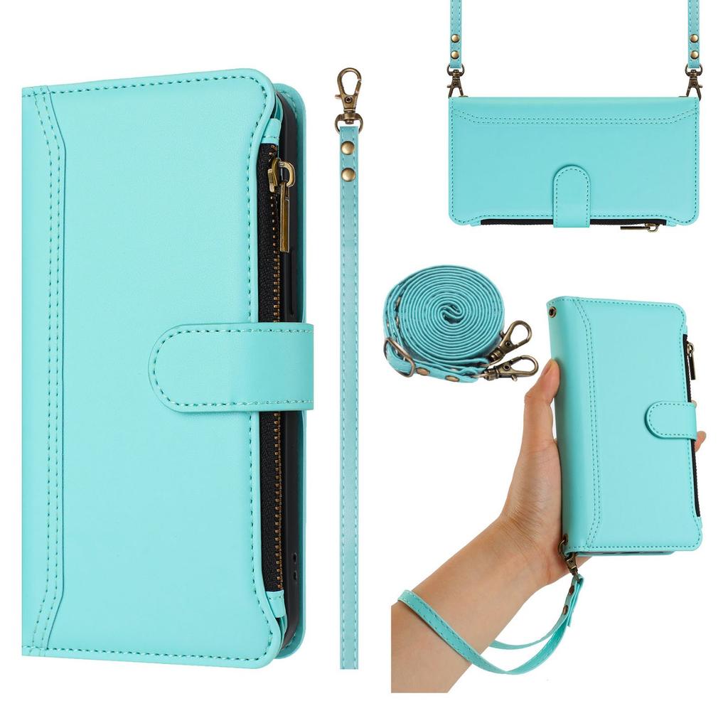 Leather Wallet Flip Case For Doogee N55 Plus N60 Pro Note 58 59 56 56x with Card Slots, Zipper Pocket, Crossbody Strap and Wristlet