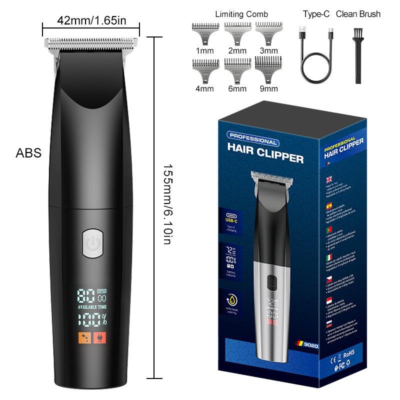 Hair Clipper Digital Display Electric Hair Clipper Professional Carving Oil Head Push Multifunctional Electric Clipper Rechargeable