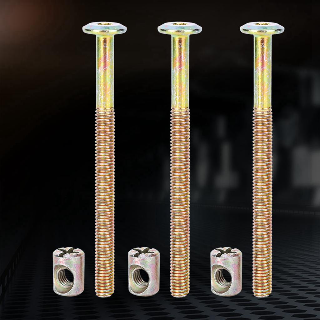 10 Pcs M6 Carbon Steel Furniture Bolts With Barrel Nuts Dowel Nut Connector Fastener