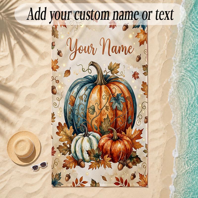 Halloween Theme Soft Beach Towel Personalized Custom Name Text Towel Portable for Beach Pool Travel