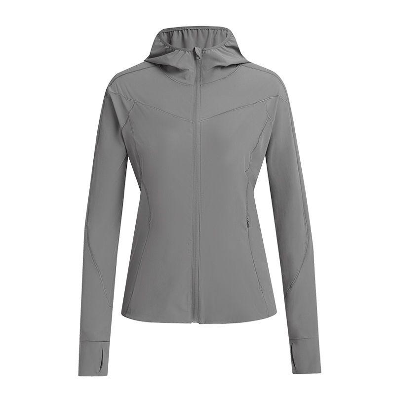 

Original Hooded Sports Windbreaker for Women Cycling Running Windproof Outwear Fitness Yoga Wear Women Silm Sun Protection Clothing Long Silver lime S/4 (Recommendation 42.50 kg-50.00 kg