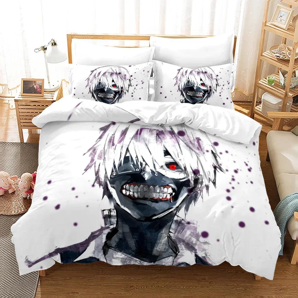 3D Printed Anime Tokyo Ghoul Comfortable Duvet Quilt Cover Pillowcase Bedding Set Children Bedroom Decoration Home Textile