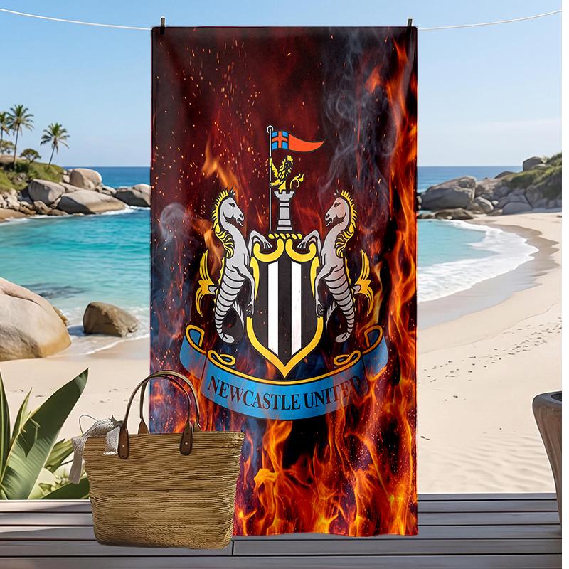 Asciugamano da Spiaggia con Stampa del Newcastle United Football, Asciugamano Grande Morbido ad Asciugatura Rapida per Spiaggia Campeggio Nuoto