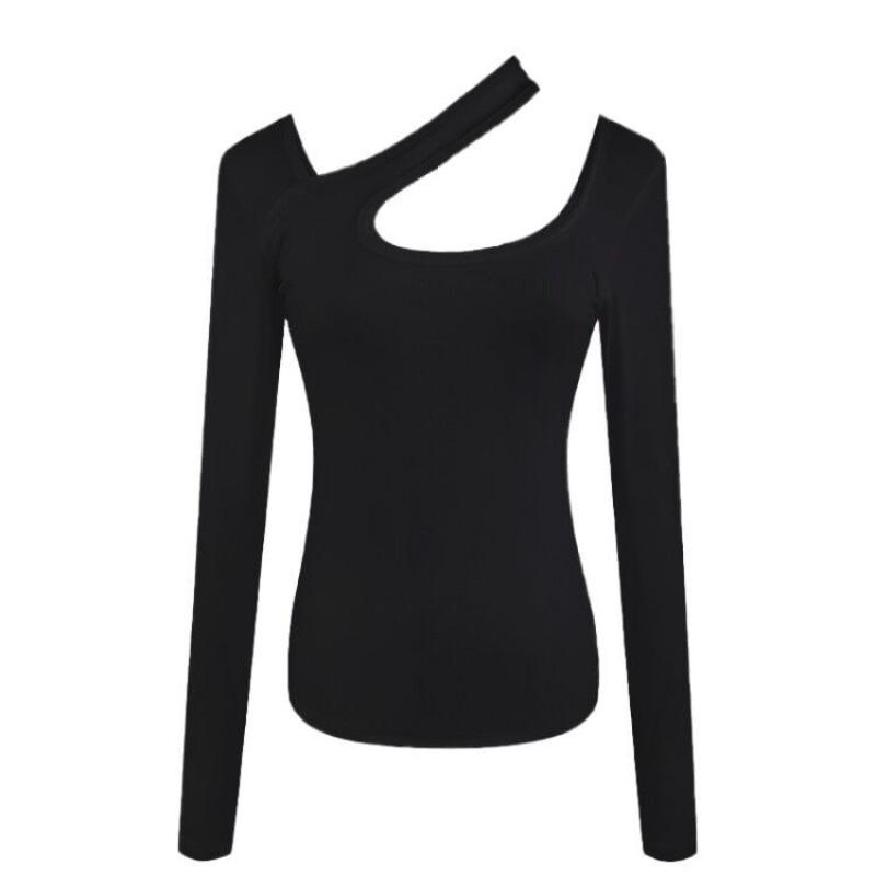 Autumn New Sexy Slimming Student Top Design Sense Halter Long-sleeved T-shirt Base Female Fashion