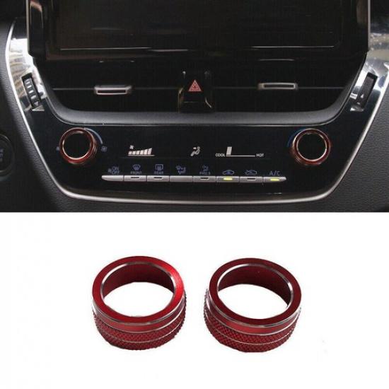 Fit For Toyota Corolla - Red Aluminum Central Console AC Knob Decor Trim