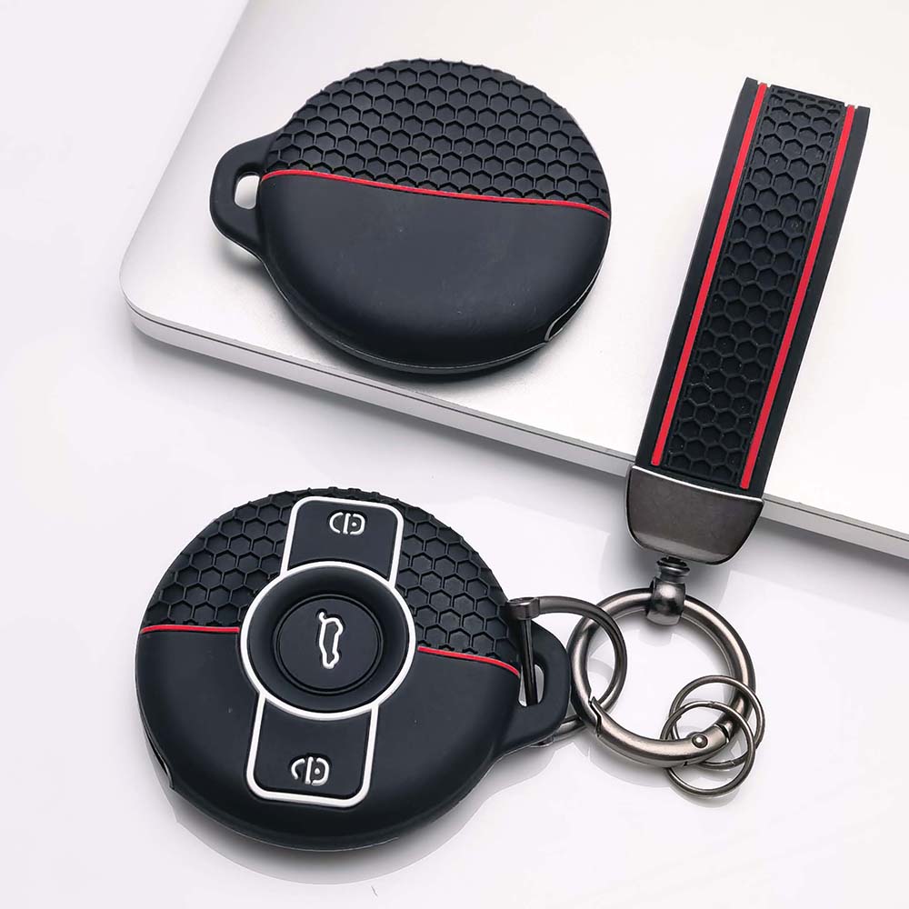Key Holder Cover for Mercedes with Keychain For Smart 1 Smart 3 Anti-Scratch Anti-Shock Keychain Holder Anti-Scratch Guard Soft Grip Texture