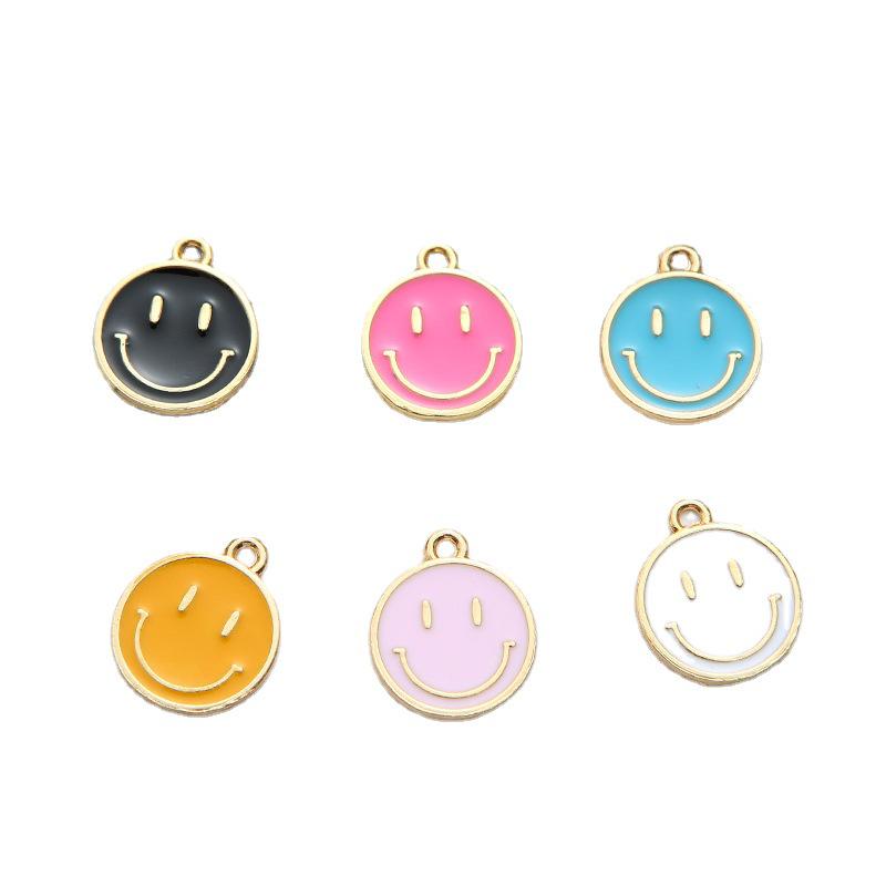 Korean-Style K Gold Alloy Cartoon Smiley Face Charms: Cute DIY Earrings, Bracelets, and Pendants.