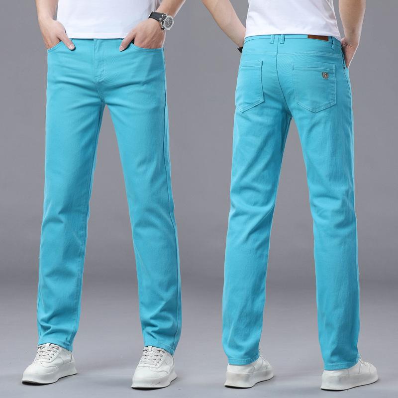

Мужские джинсы слим-фит цветные летние универсальные трендовые повседневные стрейч модные дизайнерские брюки 28