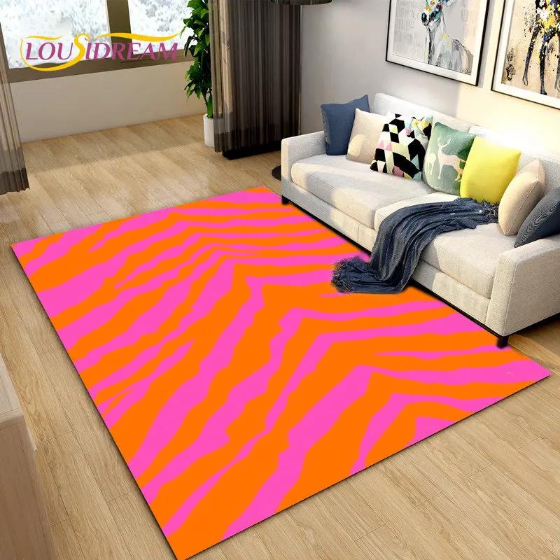 Tapis de Zone Grand Série Couleur 3D Motif Zèbre, Tapis pour Salon Chambre Cuisine Décoration Paillasson, Tapis de Sol Antidérapant