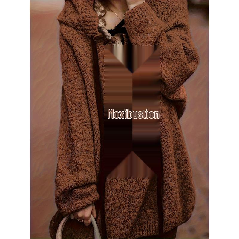 

F 72371 Vintage Women s Hooded Sweater 4XL кавовий/коричневий