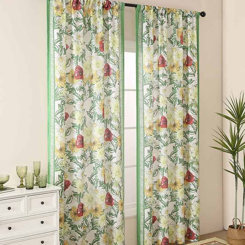 Perdele Moderne Simple cu Imprimeu cu Plante Proaspete, de Înaltă Calitate, cu Imprimeu Dezordonat Semi-Opac, pentru Birou, Living, Balcon, Dormitor