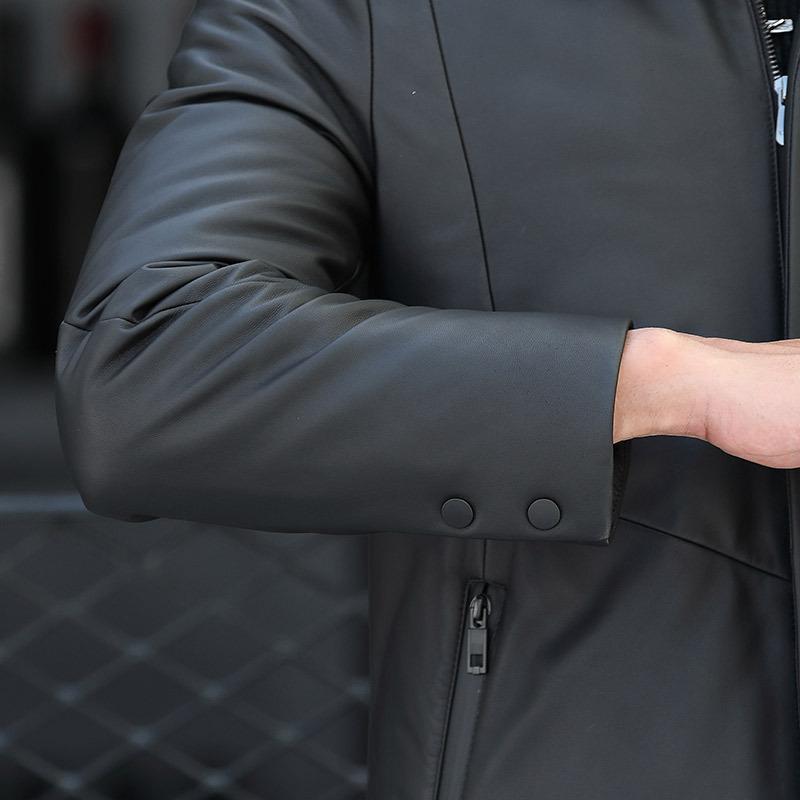 Зимняя кожаная куртка мужская куртка из овчины пуховая куртка средней и длинной длины — фото 3