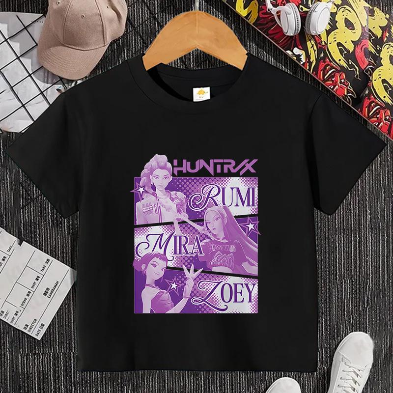 KPop Devil Hunter Cartoon Anime Children's Round Neck Fashion Casual Top Children's T-shirt