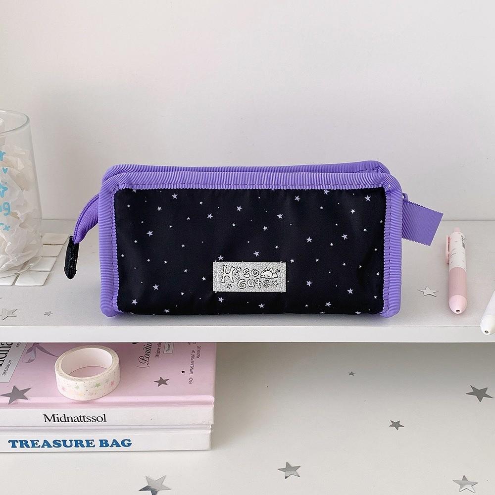 Large Capacity Pen Bag Transparent Window Pencil Pouch Portable Stationery Bag Students