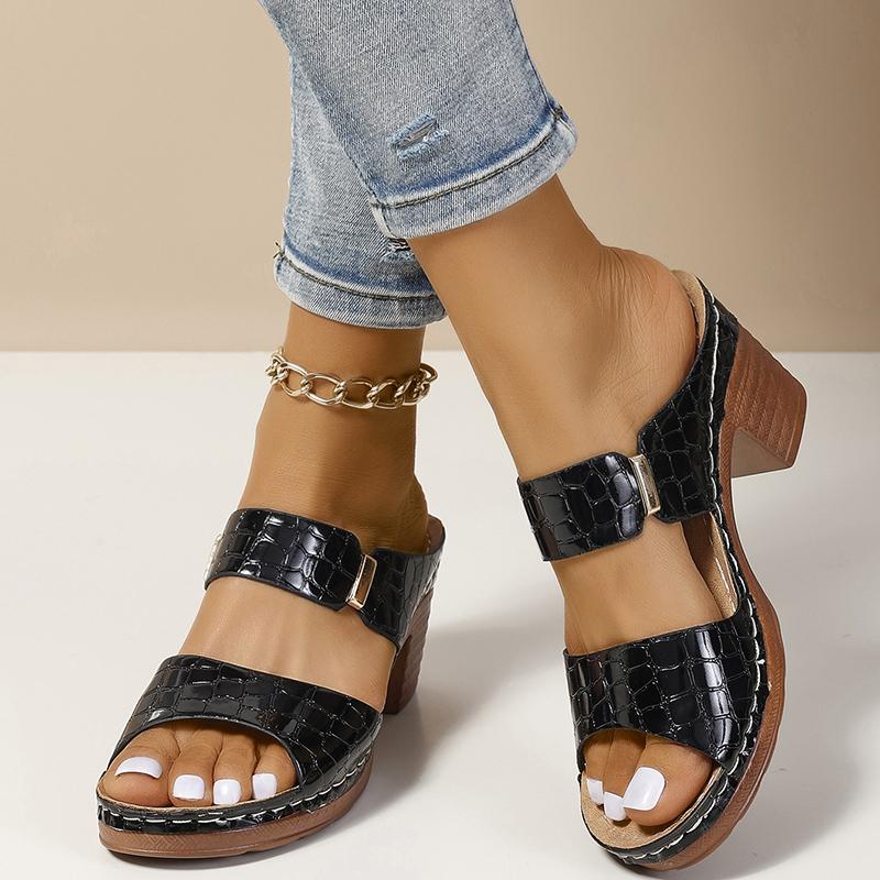 

Fashion Retro Open Toe Platform Slippers For Women Summer 2025 Comfortable Plus Size 35-43 Slides Woman All Match Solid Slipper Mujer 43 чёрный
