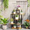 7-Tier Plant Stand for Indoor and Outdoor, Plant Shelf In Steel and Wood, Natural Wood
