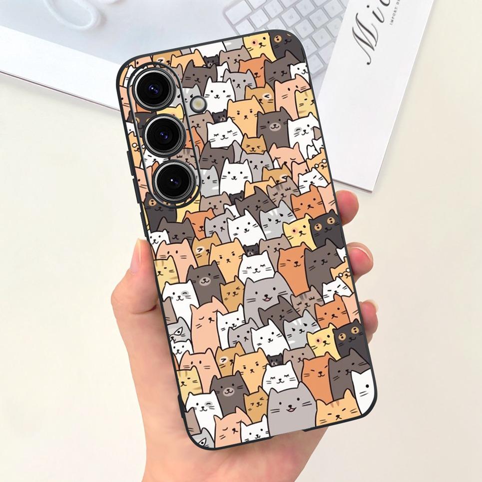 For Samsung S24 Ultra S24 Plus Case For Samsung Galaxy S24 A24+ Phone Cover Cute Cat Moon Night Cow Soft Silicone Case Coque Bag