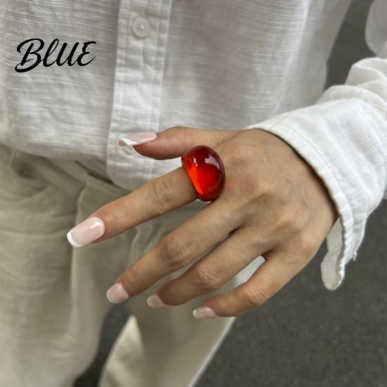 Retro Ring Jelly Texture Finger Ring Transparent Resin Round Layered