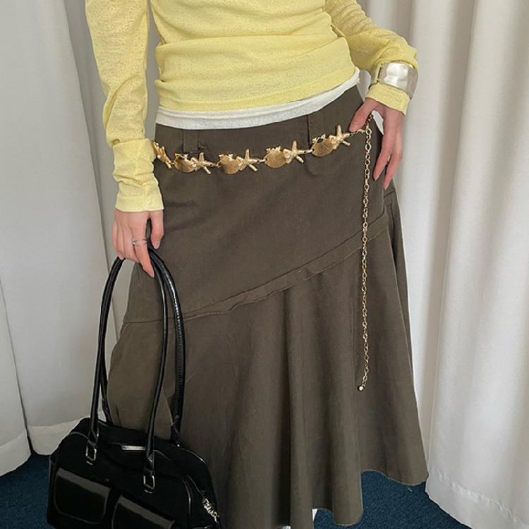 Sea Star Waist Chain Waist Ornament Belly Sash with Metal Shells and Pearls Accent For Ocean Themed Style Enthusiasts