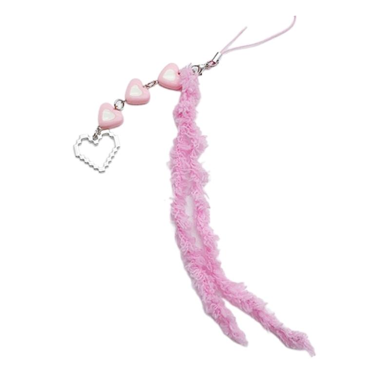 Sweet Heart Butterfly Bead Phone Charm Straps Car Key Hangings Pendants Fashion Bag Decoration Lanyard Purse Accessories