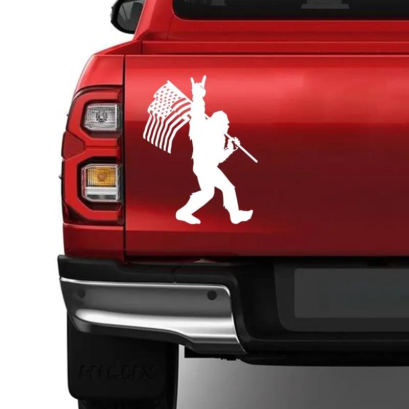 Car Sticker Bigfoot Sasquatch n Flag Yeti Decor Decal Conspiracy For Car Truck SUV Pickup Door Tailgate Auto Accessories