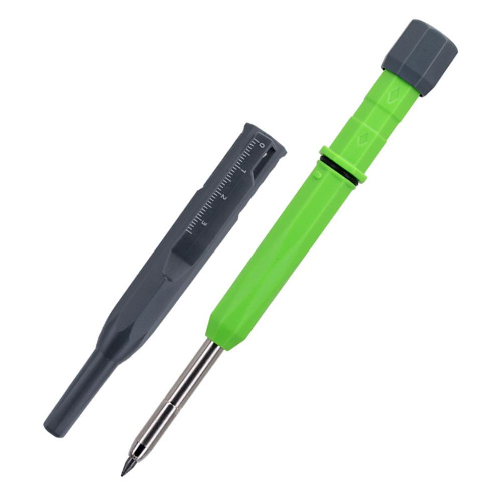 2.8mm Mechanical Pencil Deep Hole Marking with Sharpener/Ruler Solid Carpenter Pencil Long Head Metal Woodworking Marking Tool