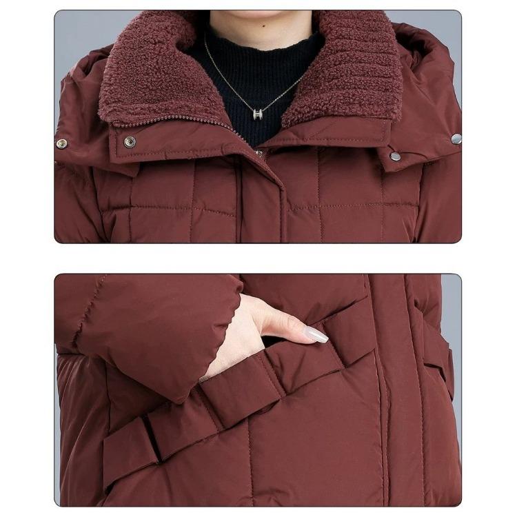 Jachetă de iarnă căptușită din bumbac îngroșat pentru femei de vârstă mijlocie, haină lungă de puf pentru o căldură suplimentară