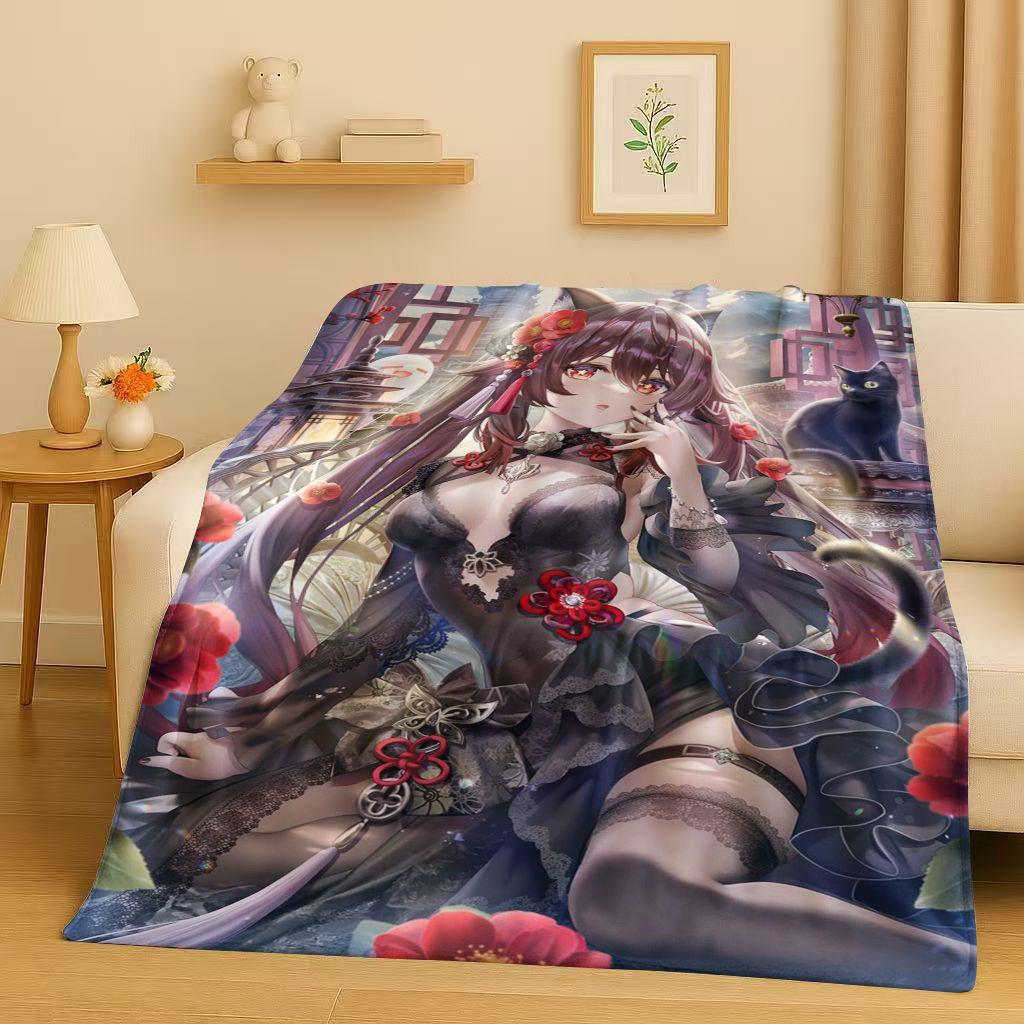 3D Genshin Impact Game Cartoon Flannel Blanket,Ultra Soft Warm Plush Throw for Home Bedroom Bed Sofa Cover Picnic Girl Gift