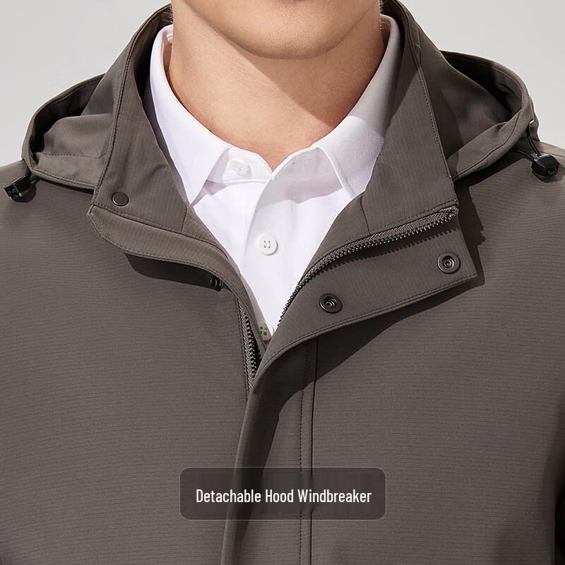 Antonio Men's Easy Care Business Trench Coat with Detachable Hood