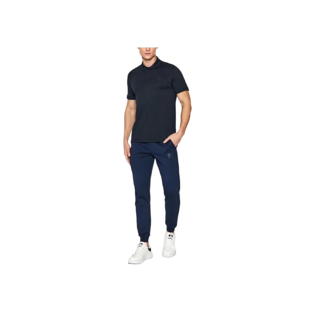 Emporio Armani EA7 Solid Color Button Straight Fit Short Sleeve Polo Shirt Men Polo Shirts Navy-Blue 8NPF09-PJNQZ-1578