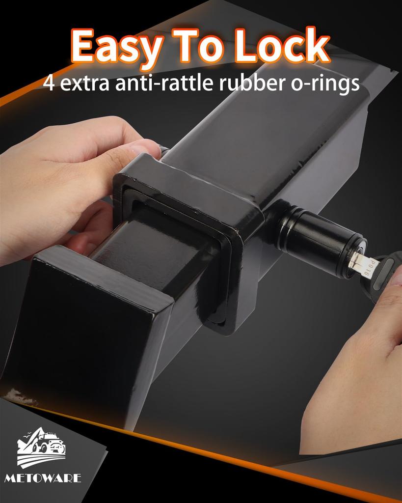 METOWARE Trailer Hitch Lock - 5/8" Diameter Locking Receiver Pin, 2" Receiver Tube, Fits