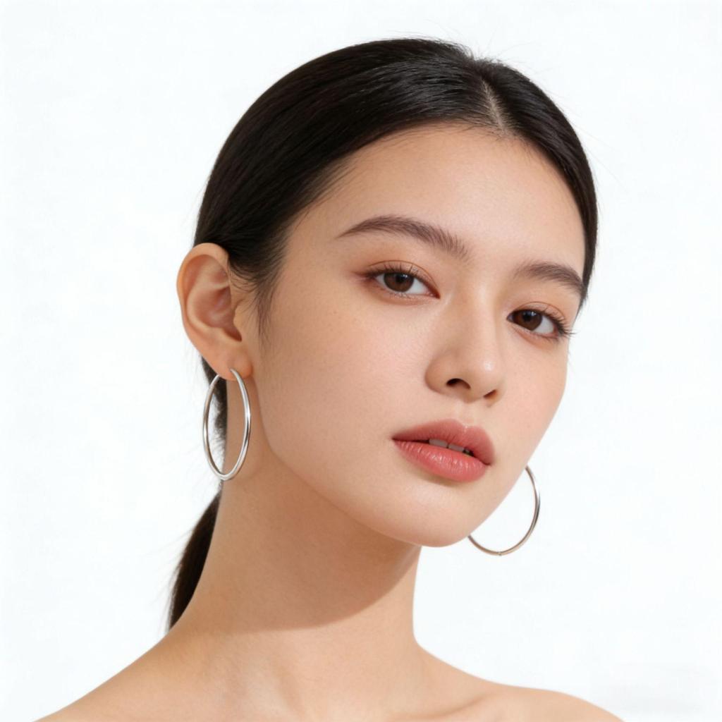 Zhang Ruonan Style 18K Gold Circle Stud Earrings
