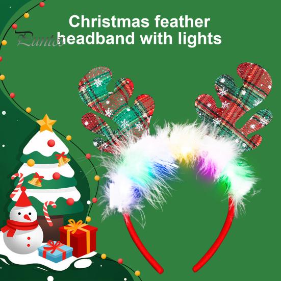 

Женский обруч для волос для девочек, светодиодный рождественский ободок с изображением оленей Санта-Клауса, декоративный ободок для волос в мультяшном стиле, повязка на голову для косплея, реквизит для фотосъемки A