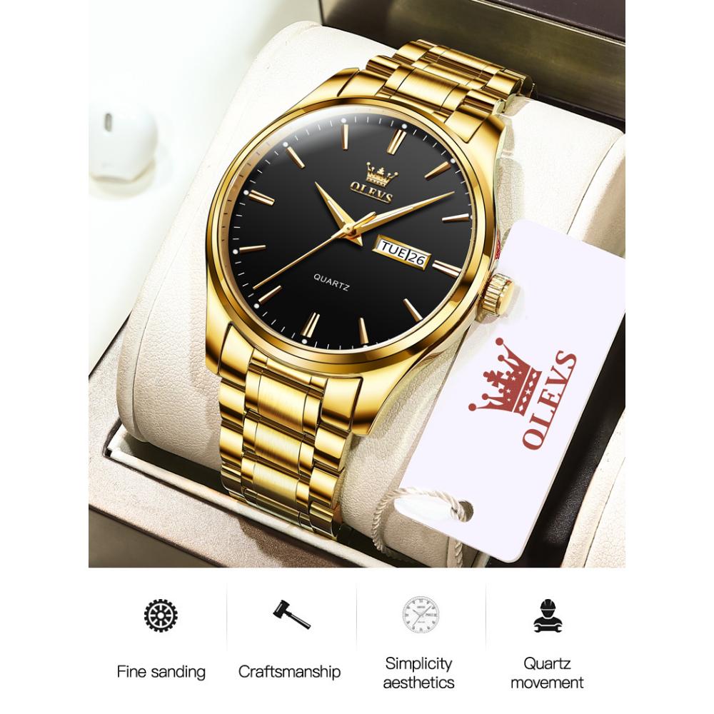 OLEVS Nuovo orologio da uomo al quarzo con cinturino in acciaio, multifunzione, luminoso, impermeabile, per affari e tempo libero