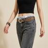 Spicy Girl Leopard Print Waistband PU Leather Men Belt Trend Y2K Belt  Male