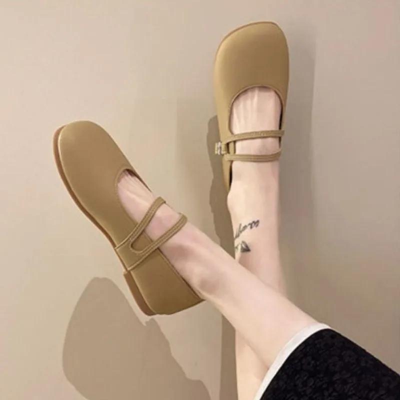 Fashion Square Toe Japanese Style Lolita Woman Flats Mary Jane Gothic Shoes for Women with Straps Summer 2025 Elegant and Fashionable 39