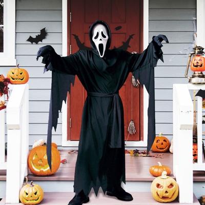 1 sada dětská sada halloweenských kostýmů strašidelný duch cosplay maska ​​rukavice pásek župan kostým karnevalový večírek dětský outfit strašidelný dům