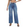 2023 Trendy European & American Ripped Bell Bottom Mid-Waist Loose Denim Pants for Women