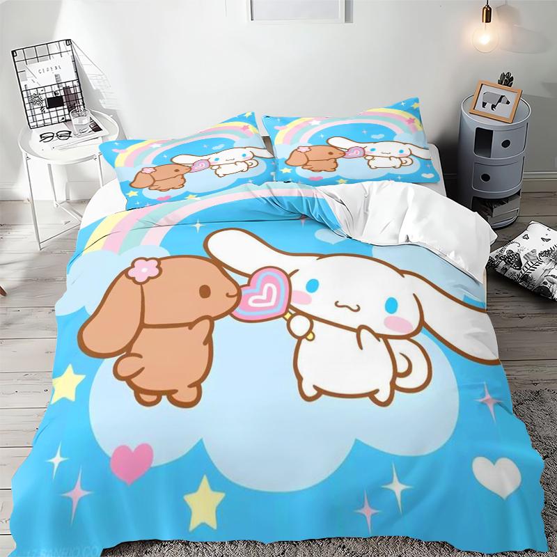 Cinnamoroll Kawaii Bedding Sets Cute Comforter Cover Bed Cover Duvet Cover Pillow Case 2-3 Pieces Sets Kids Adult Size