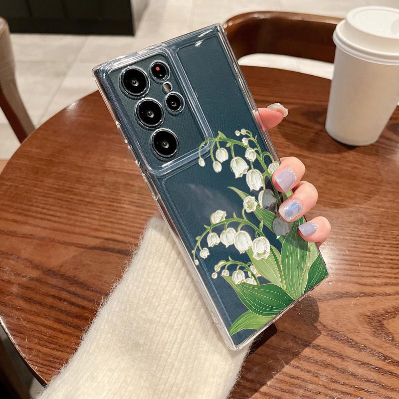 

White Tulips Pattern Clear Phone Case For Samsung Galaxy A57 A37 A17 A56 A36 A55 A35 A26 A16 A15 A25 A54 A14 Soft Silicone Cover Galaxy A17