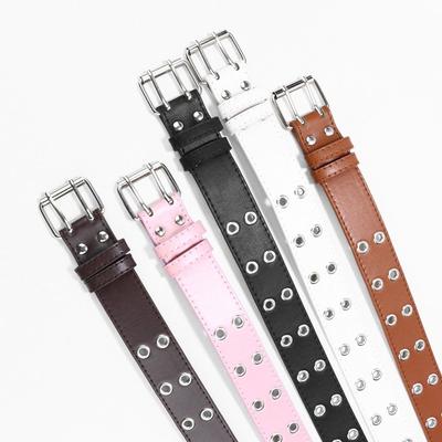 Fashion Punk Waistband PU Leather Solid Color Waist Belts Adjustable Metal Pin Buckle Decoration Belt Children