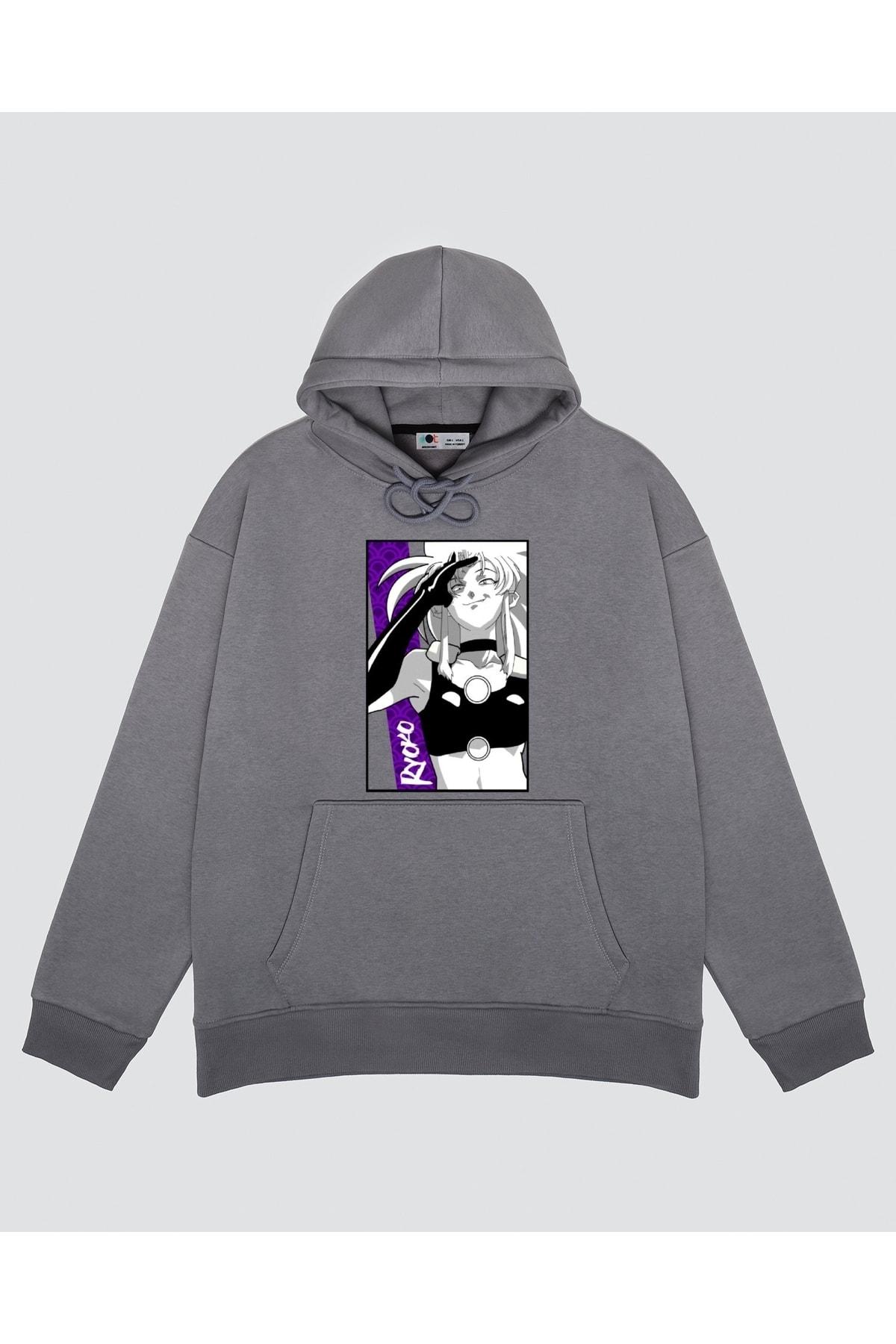 

Unisex Gri Kapşonlu Sweatshirt Ryoko Tenchi