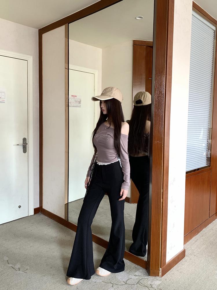 New Korean Style High-Waist Slim Micro-Flare Wide-Leg Pants for Women