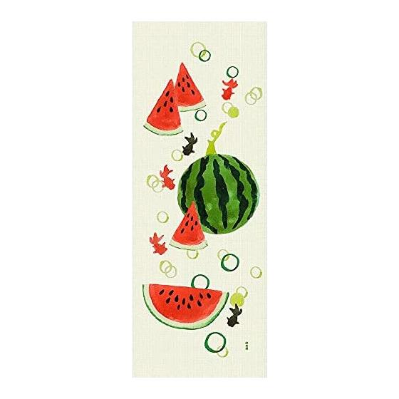 Hamamonyo Tenugui Towel: Watermelon and Goldfish